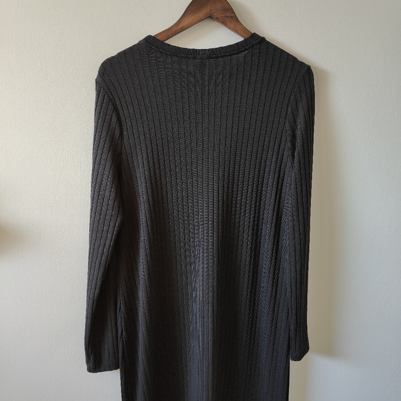 NWT Old Navy Black Long Sleeve Midi Dress Size Large Stretch Ribbed Knit Minimal - Picture 6 of 12